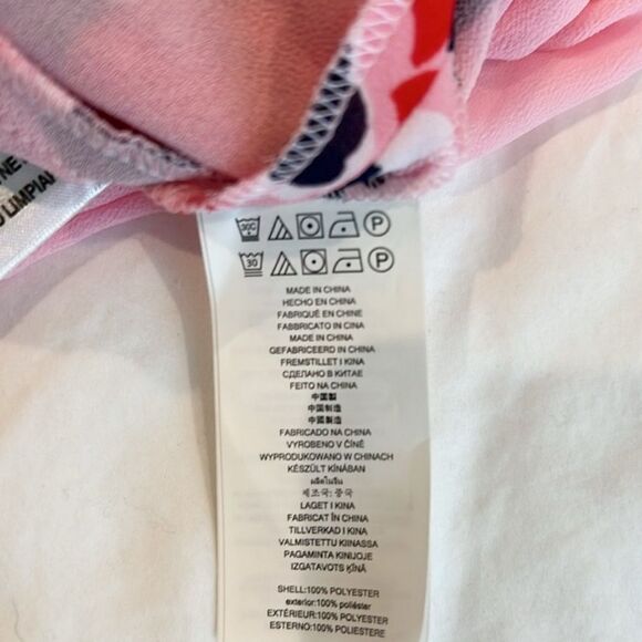 Michael Kors V-Neck Floral Dress Short Sleeve Pockets Pink Red Blue Size 4 NWT - Picture 16 of 16